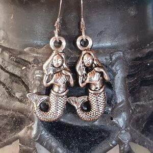 New Silver Plated 1 Inch Mermaid Earrings on Ear Wires